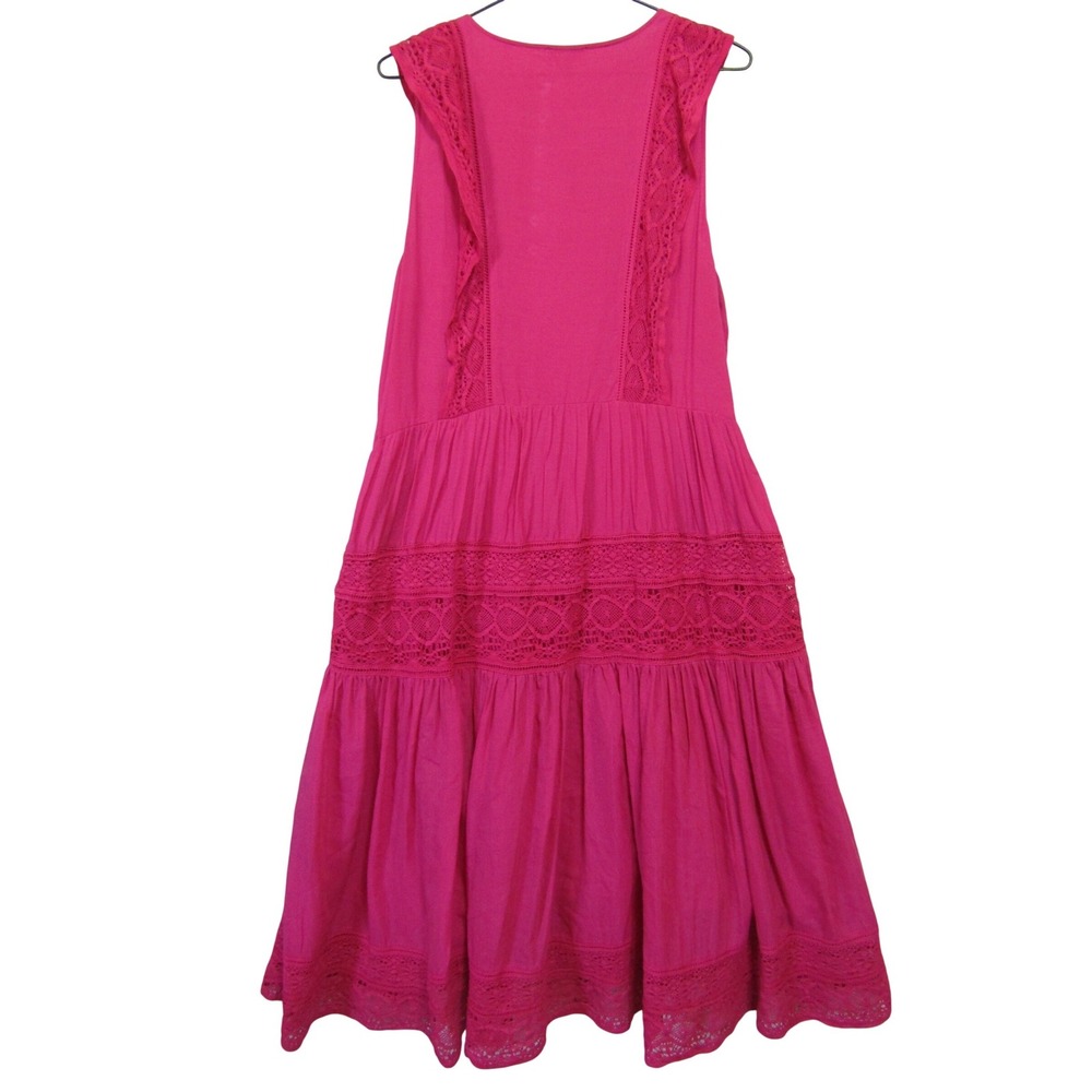 Sundance Maxi Dress Womens XL Pink Excellent Boho Crochet Lace Tiered Sleeveless - Picture 2 of 11